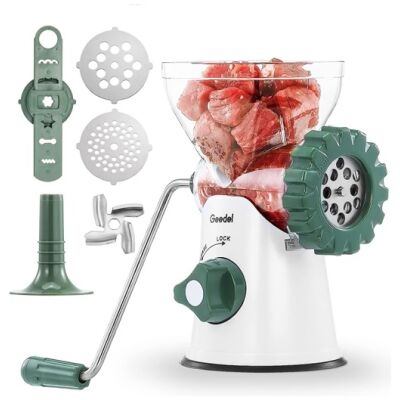 مفرمة لحوم يدوية بلاستيكية مع شفرة من الستانلس ستيل