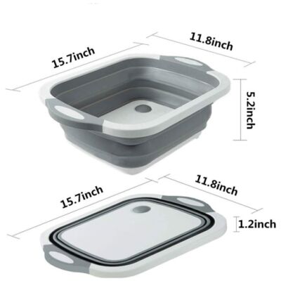 لوح تقطيع قابل للطي مع حوض للأطباق