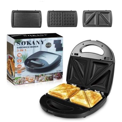 ماكينة صنع الوافل والساندويتشات 3 في 1 من سوكاني