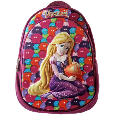 شنطة ظهر للمدرسة للاولاد والبنات ماركة BZ برسومات ثلاثية الابعاد مقاس 14 بوصة رسمة رابونزل ( Rapunzel )