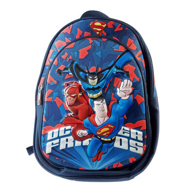 شنطة ظهر للمدرسة للاولاد والبنات ماركة BZ برسومات ثلاثية الابعاد مقاس 16 بوصة رسمة DC Heroes