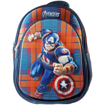 شنطة ظهر للمدرسة للاولاد والبنات ماركة BZ برسومات ثلاثية الابعاد مقاس 16 بوصة رسمة Captain America